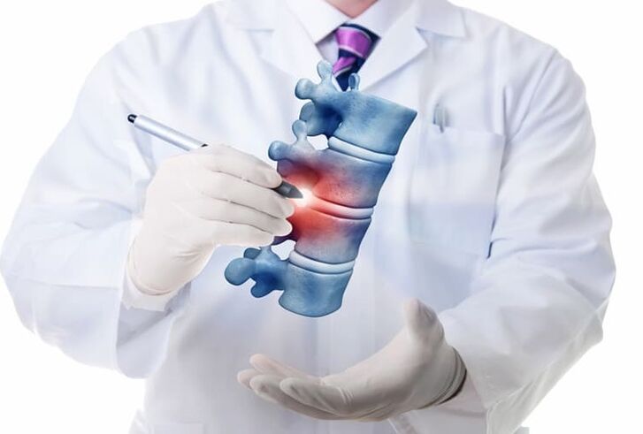 lesions of the spine due to thoracic osteochondrosis